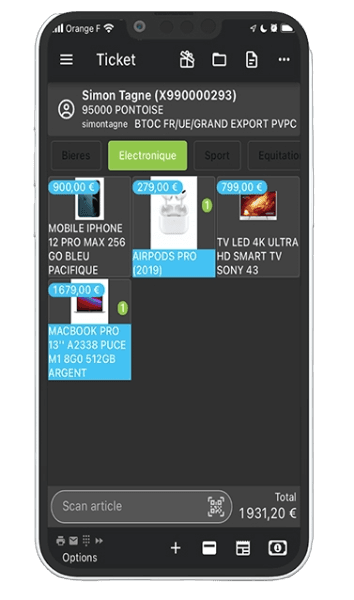 Visuel application mobile gestion caisse panier